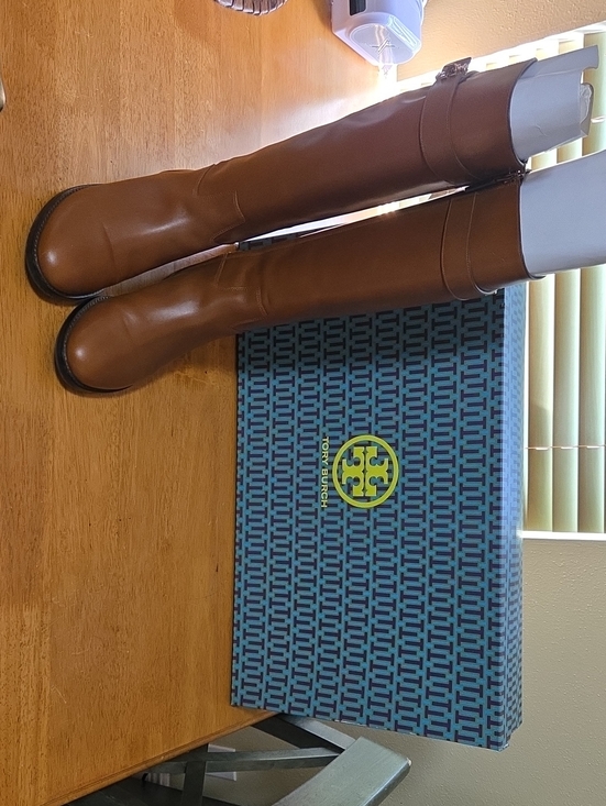 Tory Burch Shoes - Tory Burch Leather Tall Riding Boots in Cognac